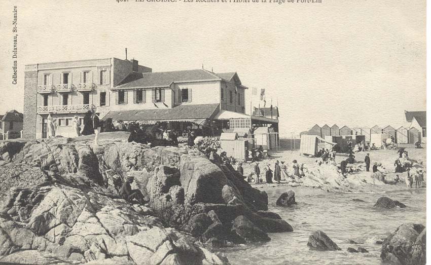 (44 - Loire Atlantique) Le Croisic - Les rochers et l'Hôtel de la plage de Port-Lin