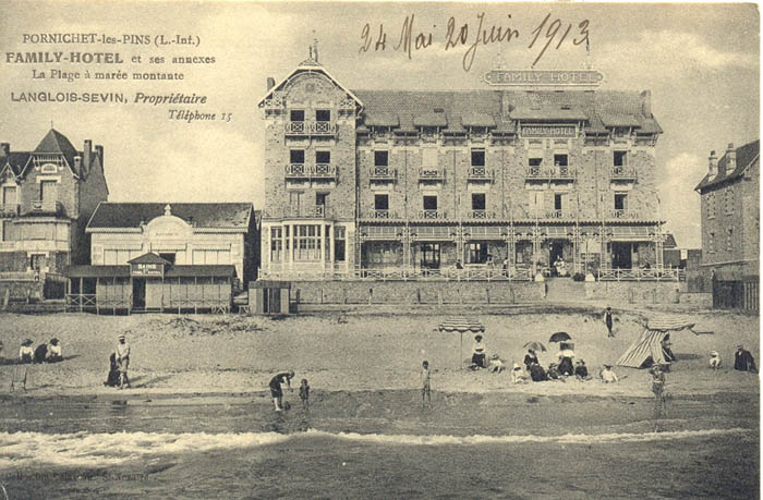 (44 - Loire Atlantique) Pornichet - Family Hôtel et ses annexes - La plage à marée montante - Langlois-Sevin propriétaire (tel. 15)